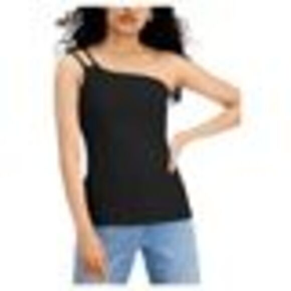 INC International Concepts One-Shoulder Top In Deep Black XL - Picture 3 of 3